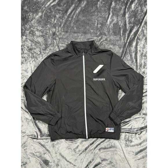 Superdry Track Cagoule Windbreaker Jacket Men’s XL Black Zip Lightweight - Picture 7 of 9